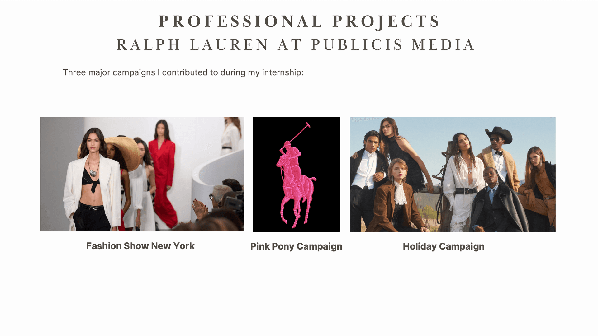PUBLICIS MEDIA — Ralph Lauren — Six months on the account